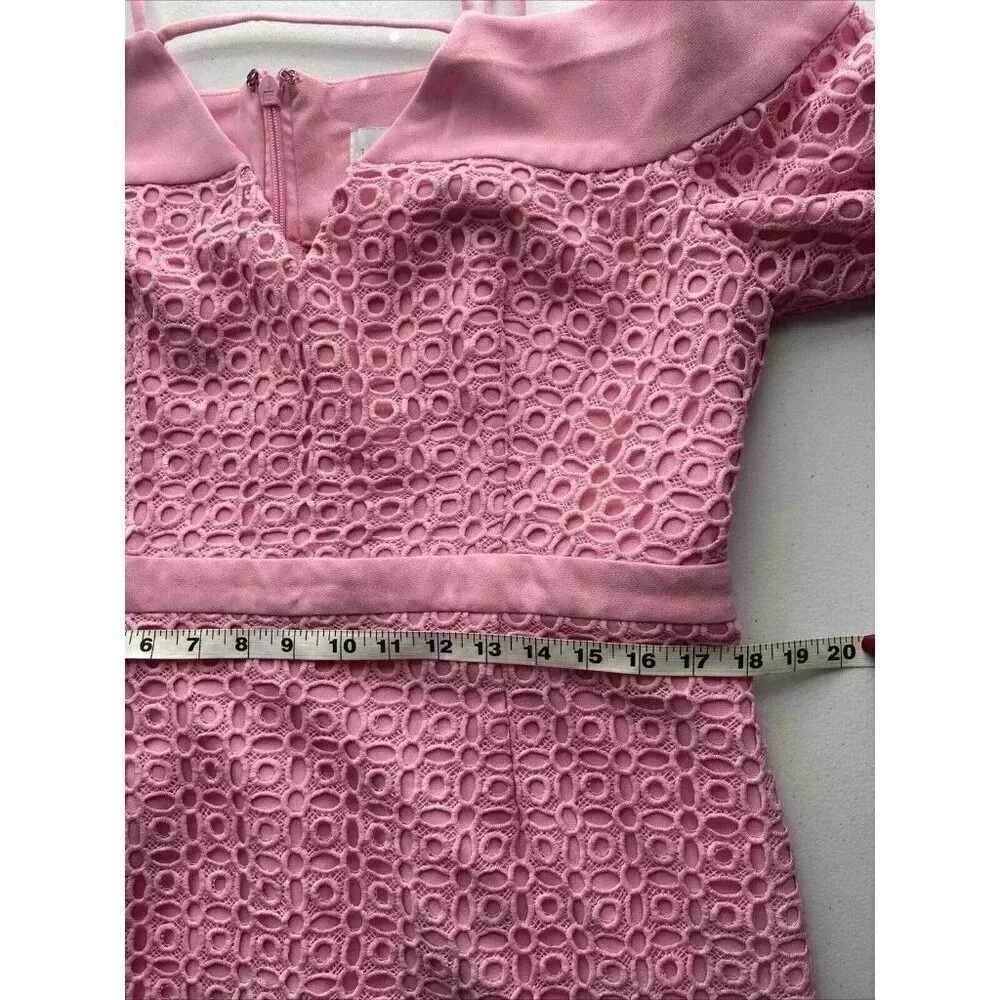 The 8th Sign Crochet lace Mini Dress Size 16 Pink Girlhoodcore Cottage Retro Mod - Picture 12 of 14